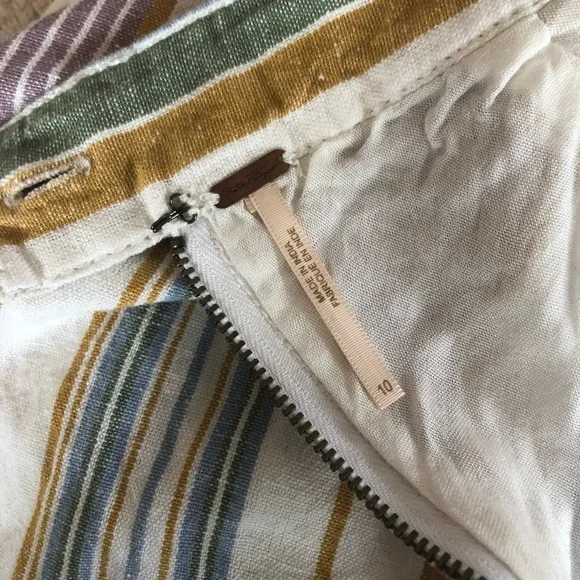 Free People Yours Truly Multicolor Chevron Striped Linen Blend A-Line Mini Skirt - Picture 4 of 4